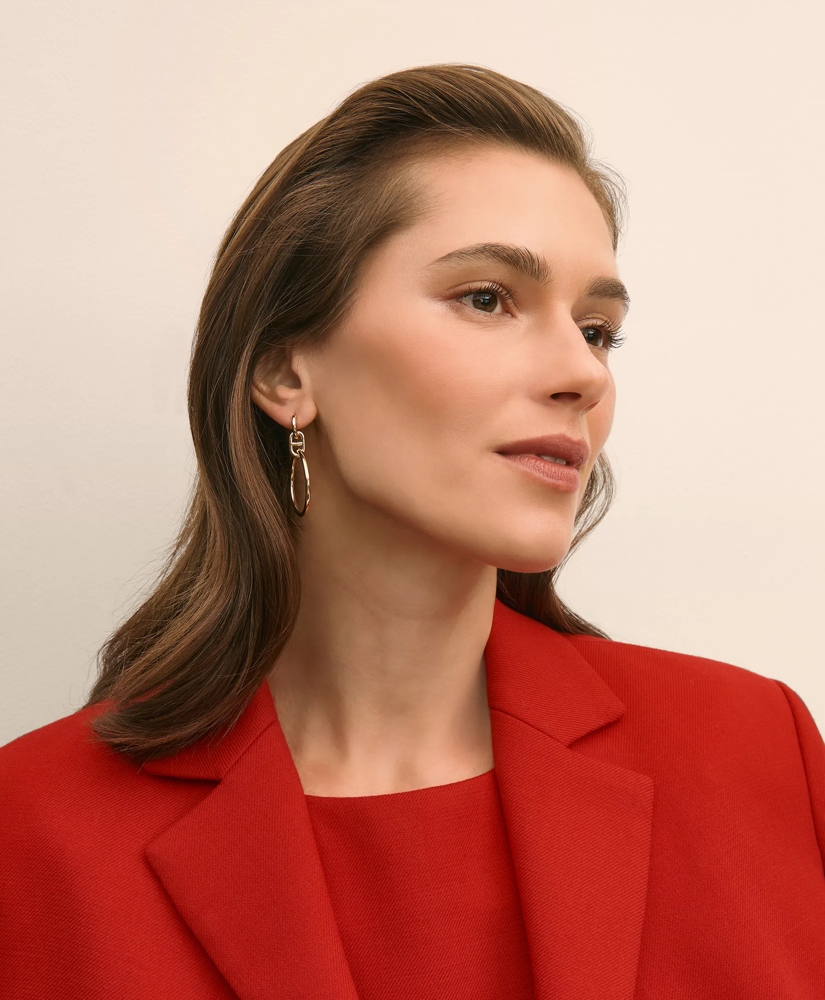 Gold-Toned Mariner Link Drop Hoop Earrings, image 2