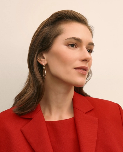 Gold-Toned Mariner Link Drop Hoop Earrings, image 2