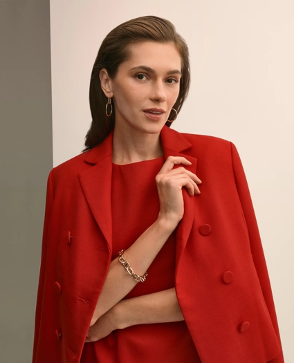 Gold-Toned Mariner Link Drop Hoop Earrings, image 3