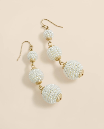 Faux-Pearl Sphere Linear Earrings, image 1