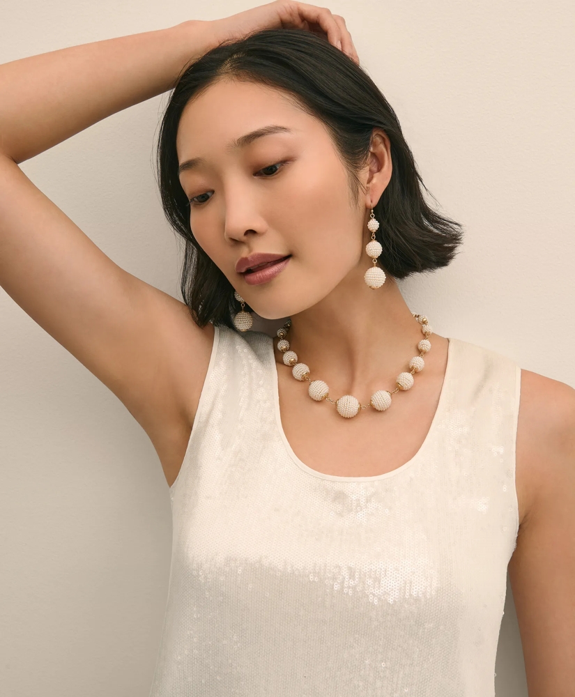 Faux-Pearl Sphere Linear Earrings, image 3