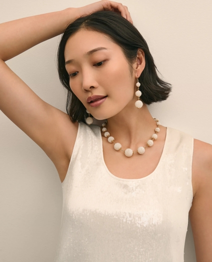 Faux-Pearl Sphere Linear Earrings, image 3