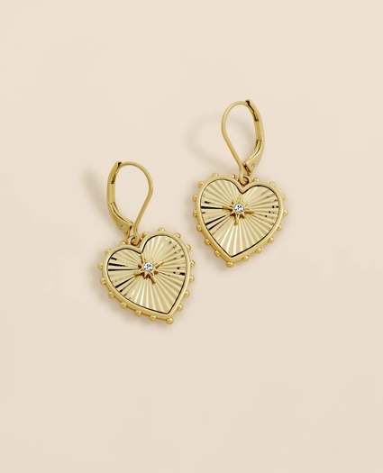 Heart Charm Gold-Toned Earrings, image 1