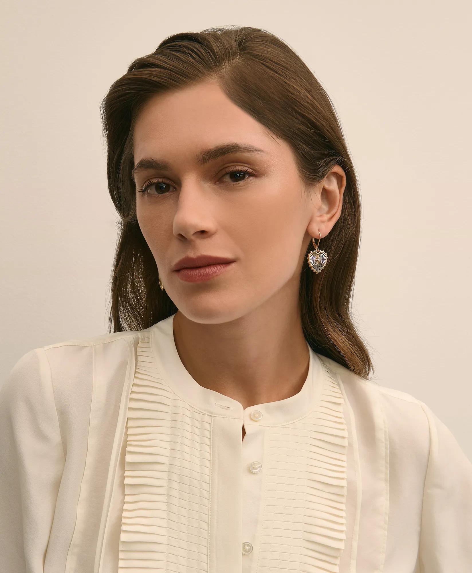 Heart Charm Gold-Toned Earrings, image 2