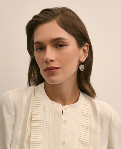 Heart Charm Gold-Toned Earrings, image 2