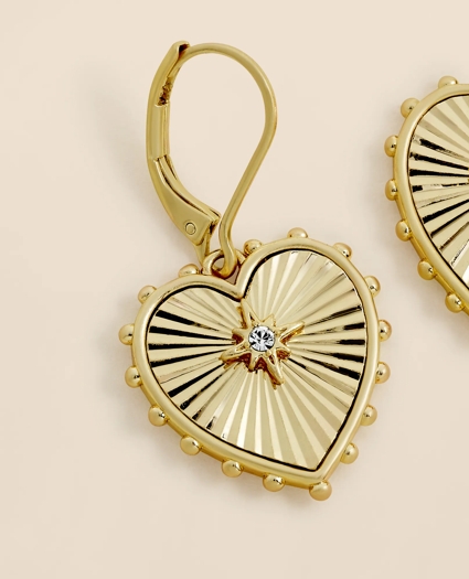 Heart Charm Gold-Toned Earrings, image 3