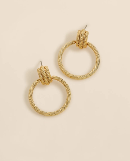 Vintage-Inspired Textured Door Knocker Hoop Earrings, image 1