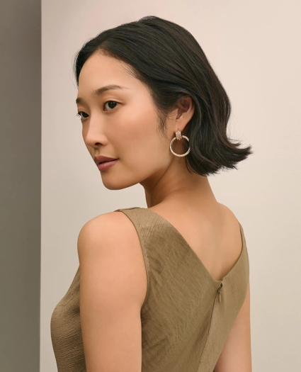 Vintage-Inspired Textured Door Knocker Hoop Earrings, image 2