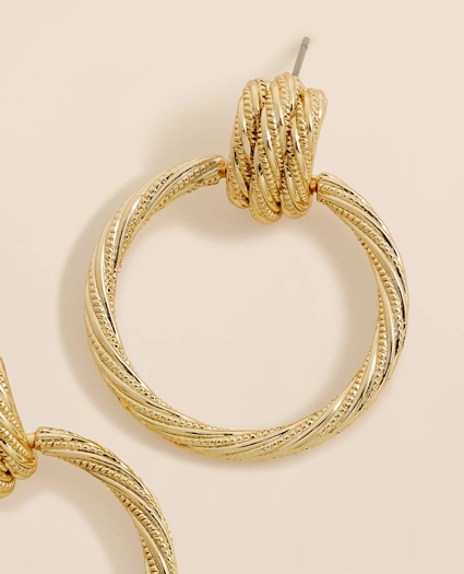 Vintage-Inspired Textured Door Knocker Hoop Earrings, image 3