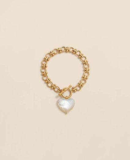 Gold-Toned Mother-of-Pearl Heart Bracelet, image 1