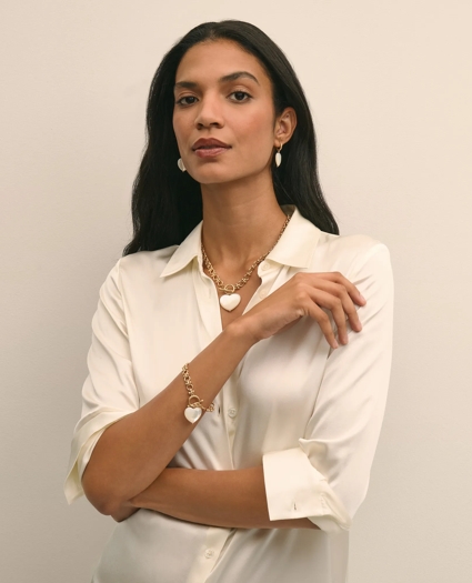 Gold-Toned Mother-of-Pearl Heart Bracelet, image 3