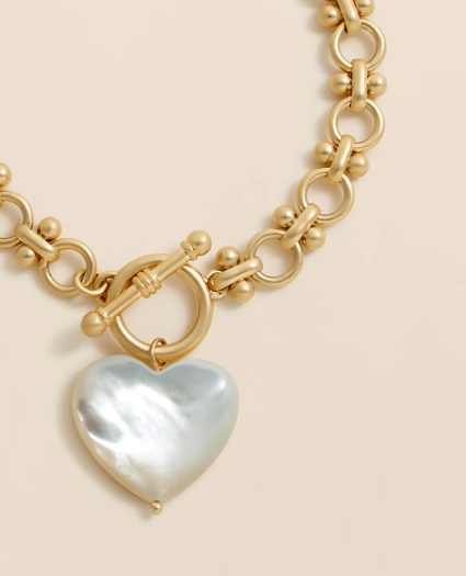 Gold-Toned Mother-of-Pearl Heart Bracelet, image 4