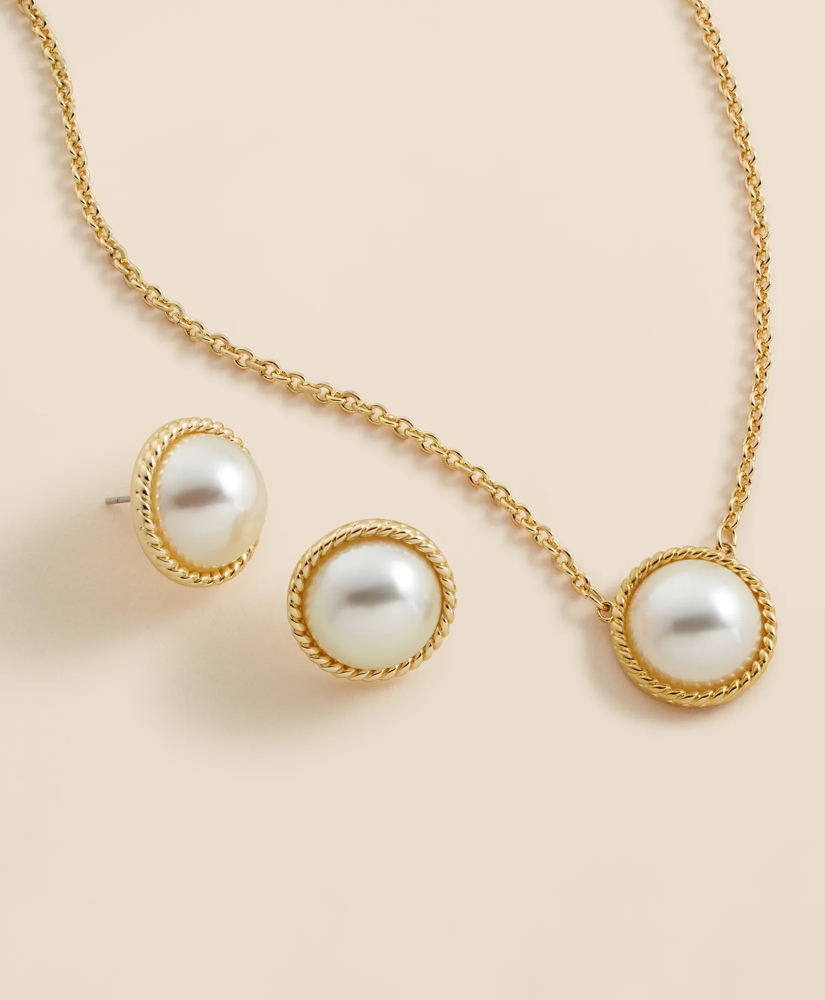 Faux Pearl Cabochon Rope-Bezel Set, image 3