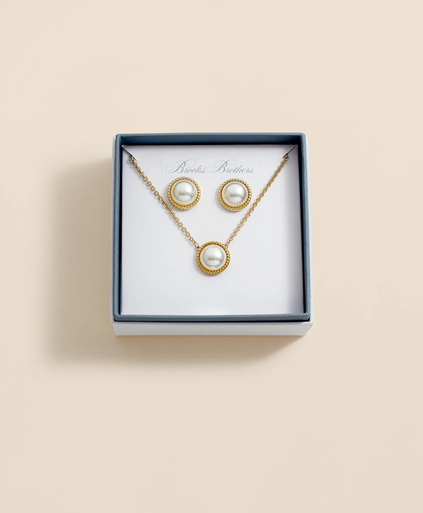 Faux Pearl Cabochon Rope-Bezel Set, image 4