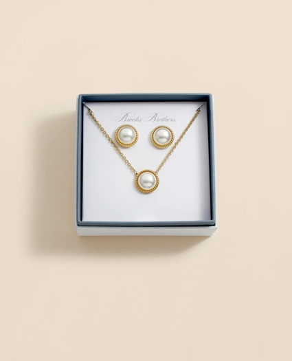 Faux Pearl Cabochon Rope-Bezel Set, image 4