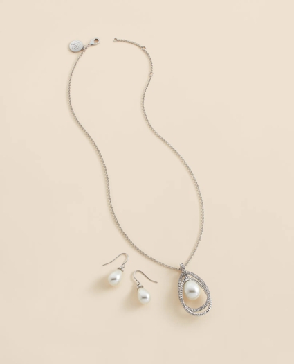 Orbital Interlocking Faux- Pearl and Crystal Set, image 1