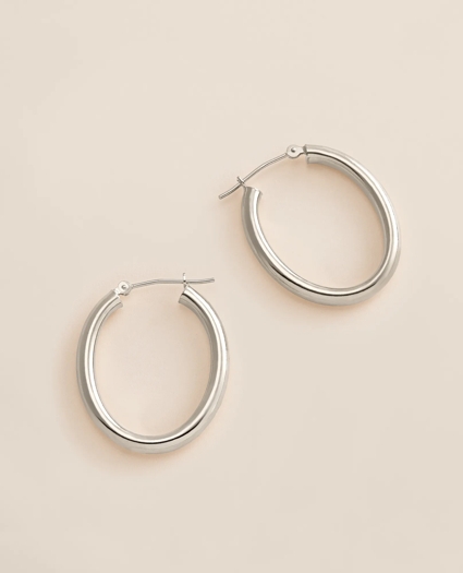 14k White Gold Small Hoop Earrings, image 1