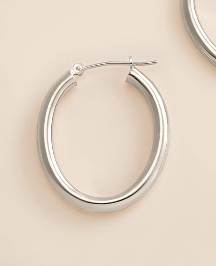 14k White Gold Small Hoop Earrings, image 3