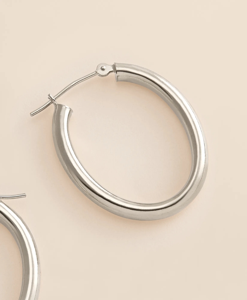 14k White Gold Small Hoop Earrings, image 4