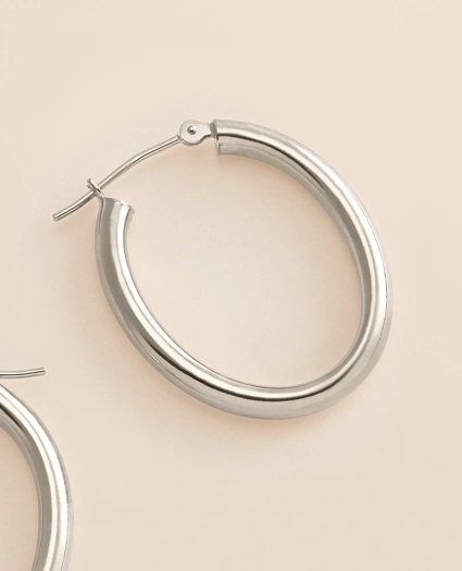 14k White Gold Small Hoop Earrings, image 4