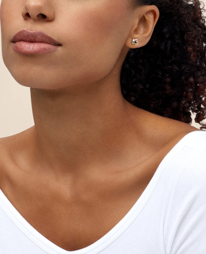 14k Yellow-White-Rose Gold Knot Stud Earrings, image 2