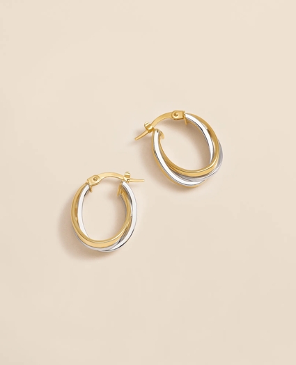 14k Yellow-White Gold Hoop Earrings, image 1