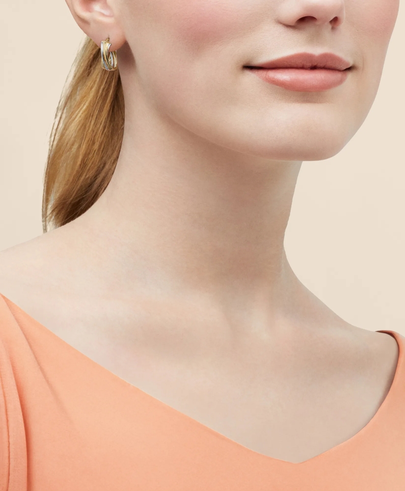 14k Yellow-White Gold Hoop Earrings, image 2