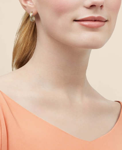 14k Yellow-White Gold Hoop Earrings, image 2