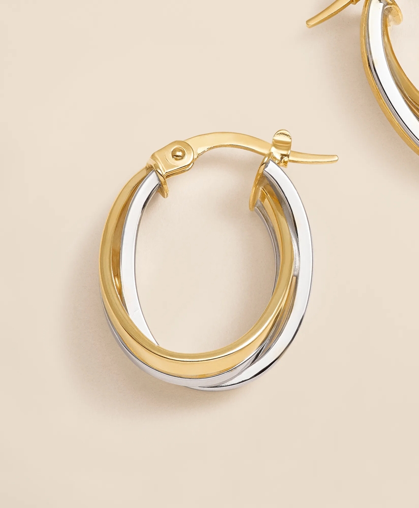 14k Yellow-White Gold Hoop Earrings, image 3