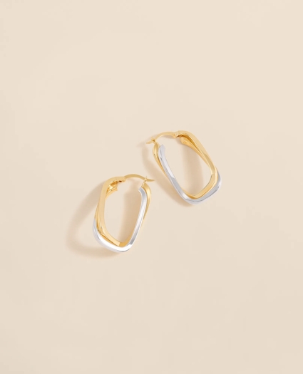 14k Yellow-White Gold Hoop Earrings, image 1