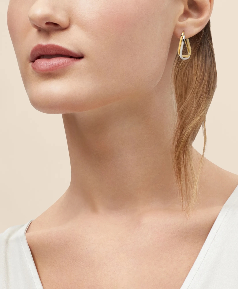 14k Yellow-White Gold Hoop Earrings, image 2