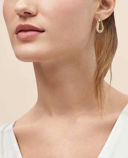 14k Yellow-White Gold Hoop Earrings, image 2