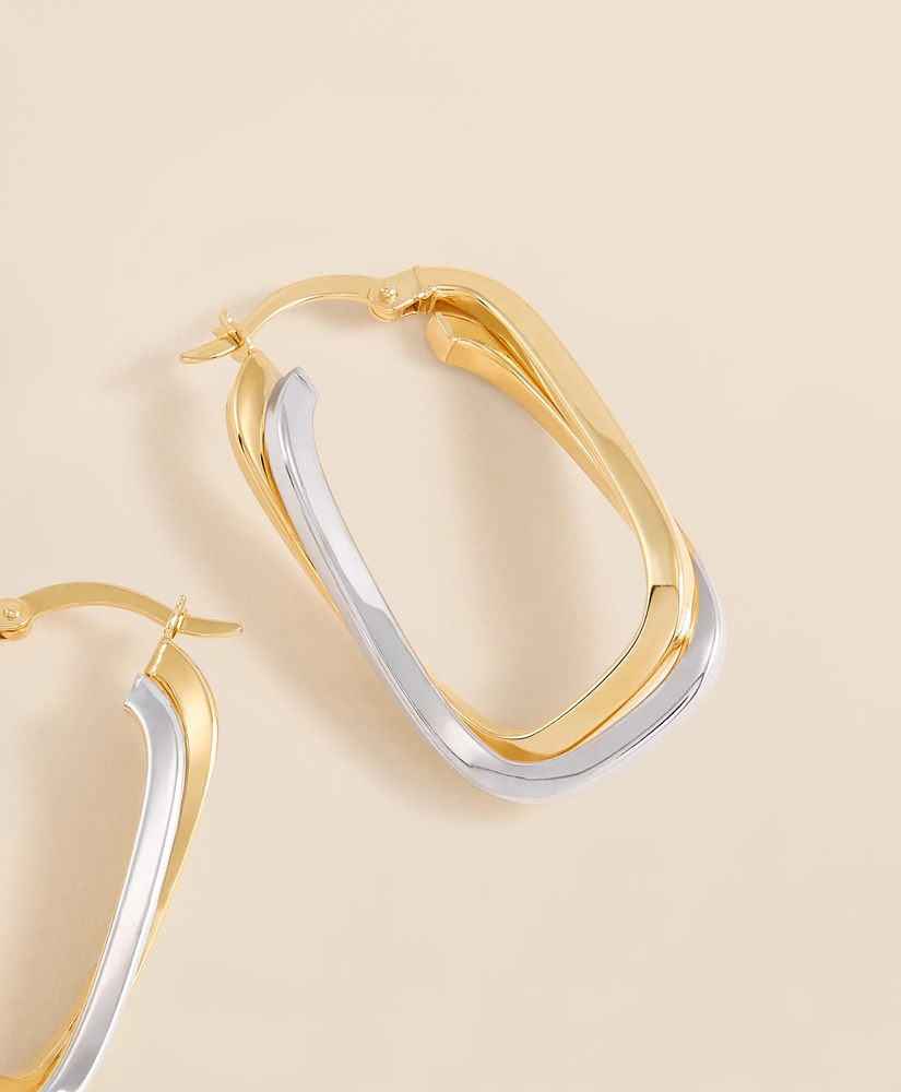 14k Yellow-White Gold Hoop Earrings, image 3