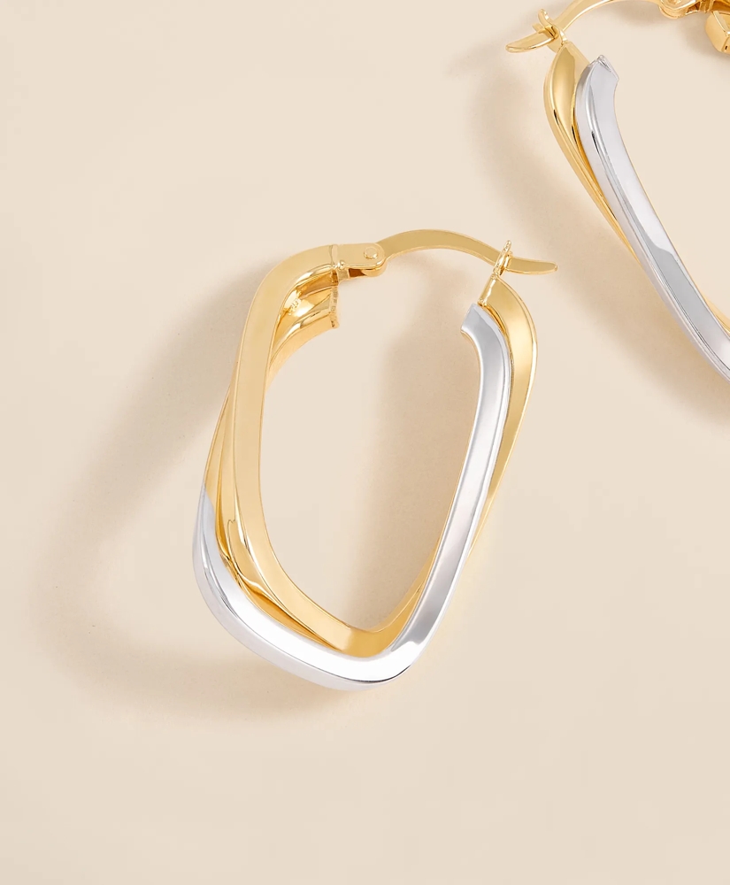 14k Yellow-White Gold Hoop Earrings, image 4