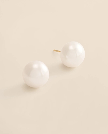 14k Gold Pearl Stud Earrings, image 1