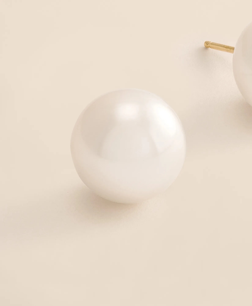 14k Gold Pearl Stud Earrings, image 3