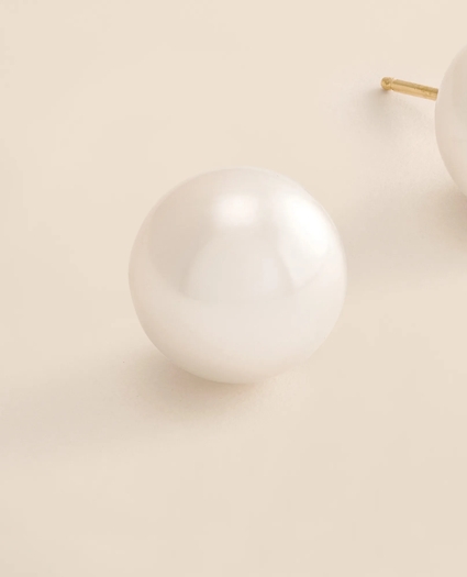 14k Gold Pearl Stud Earrings, image 3