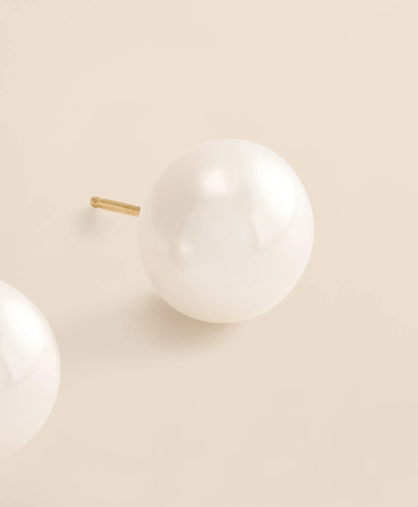 14k Gold Pearl Stud Earrings, image 4