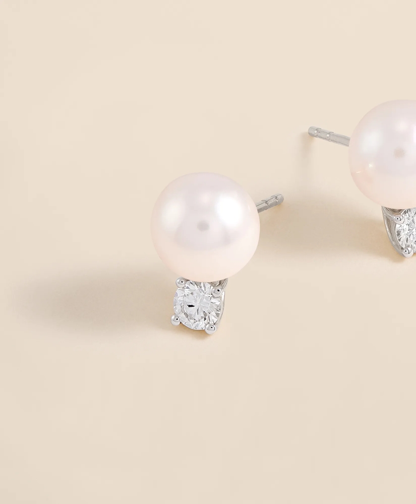 14k White Gold Pearl Stud Earrings, image 3