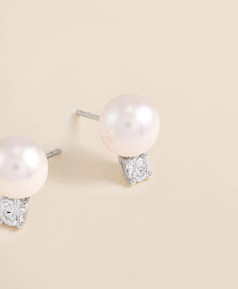 14k White Gold Pearl Stud Earrings, image 4
