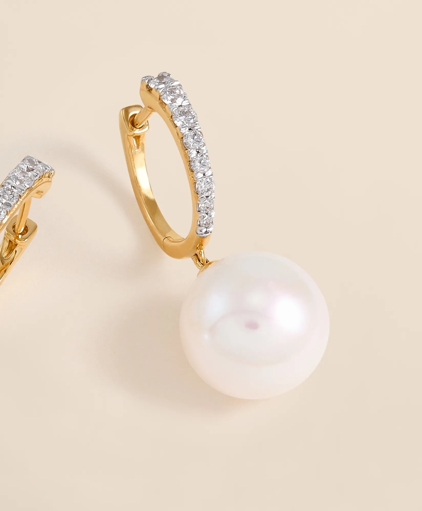 14k Gold Pearl Hoop Earrings, image 3