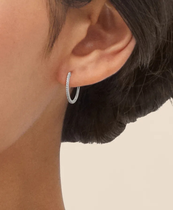 0.25 CT. Lab-Grown Diamond 14k Gold Hoop Earrings, image 5