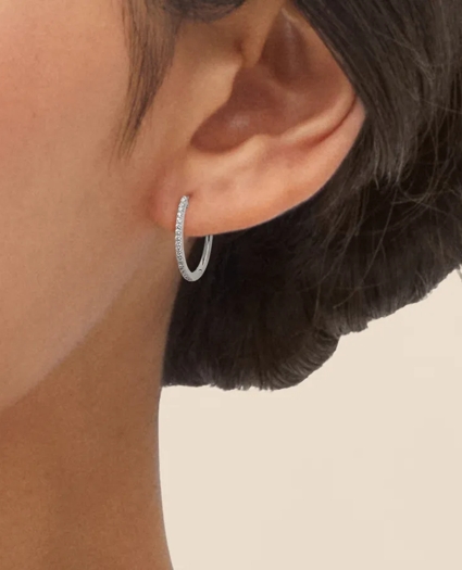 0.25 CT. Lab-Grown Diamond 14k Gold Hoop Earrings, image 5