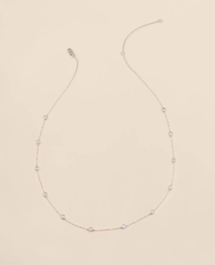 1 CT. Lab-Grown Diamond 14k White Gold Station Necklace, image 1