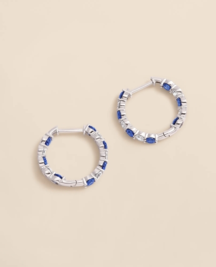 1 CT. Lab-Grown Diamond 3mm Sapphire 14k White Gold Hoop Earrings, image 4