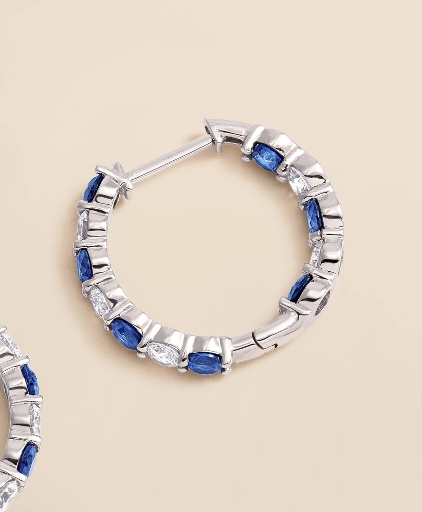 1 CT. Lab-Grown Diamond 3mm Sapphire 14k White Gold Hoop Earrings, image 6