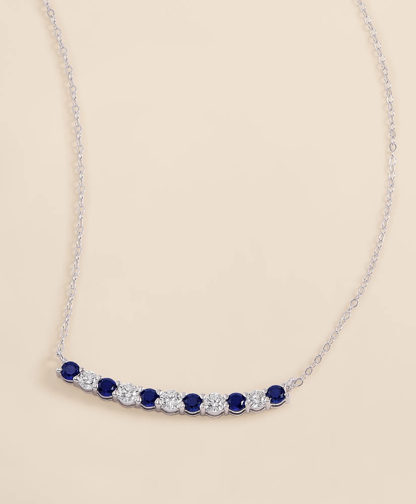 0.63 CT. Lab-Grown Diamond 3mm Sapphire 14k White Gold Necklace, image 1