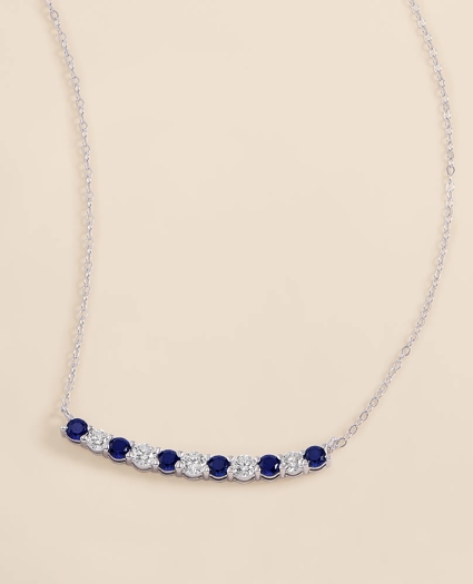 0.63 CT. Lab-Grown Diamond 3mm Sapphire 14k White Gold Necklace, image 1