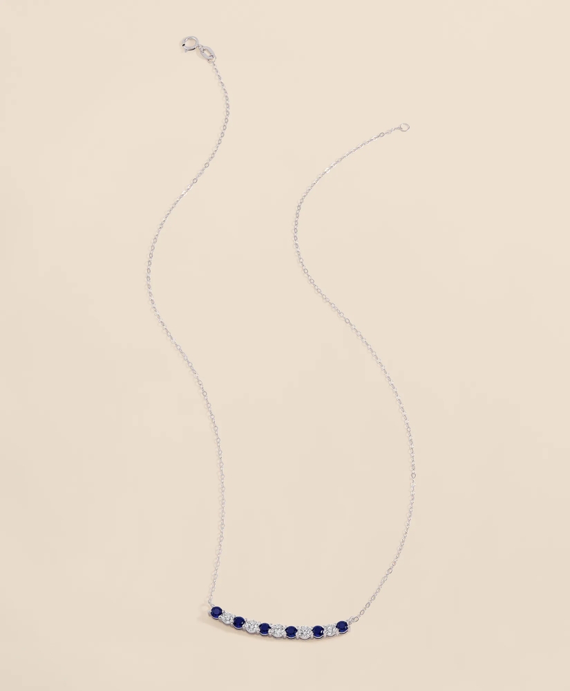 0.63 CT. Lab-Grown Diamond 3mm Sapphire 14k White Gold Necklace, image 2