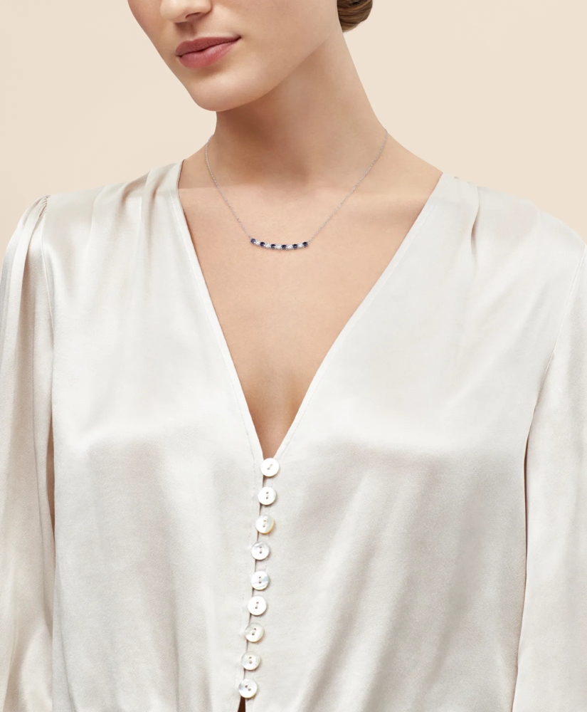 0.63 CT. Lab-Grown Diamond 3mm Sapphire 14k White Gold Necklace, image 3